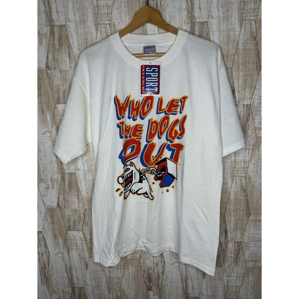 Vintage Who Let The Dogs‎ Out T-Shirt L Tee 90’s Sport Attack